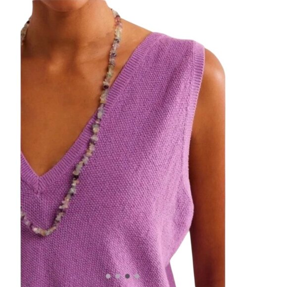 Free People Beach Lavender Cotton Knit Tie-Strap Tank Top V-Neck Small - Picture 14 of 16